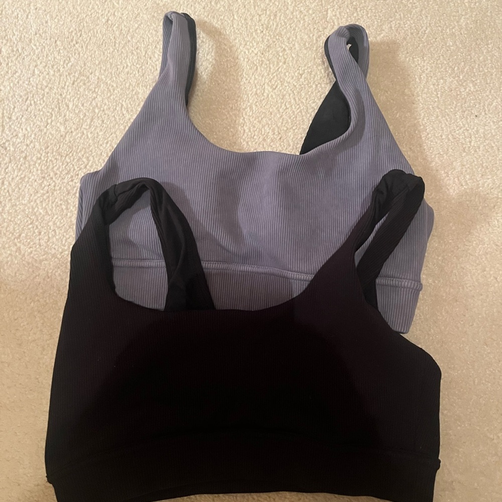 Zella Women's Ribbed Sports Bras - Black and Gray